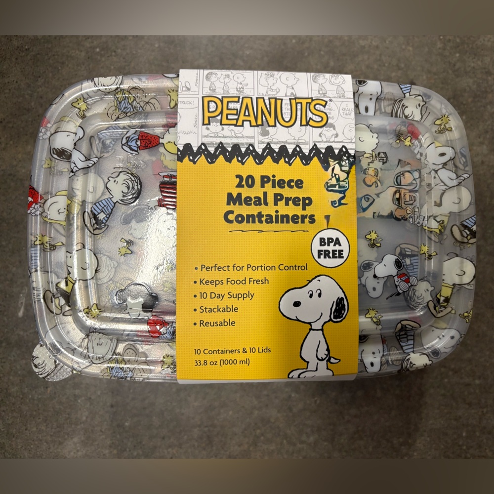 Peanuts Yellow Meal Prep Containers Set Snoopy Linus